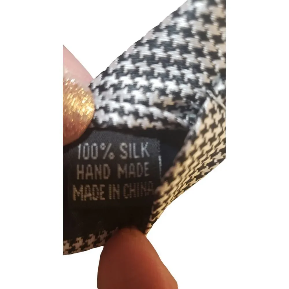 Weishang Mens Black White Hand Made‎ 100% Silk Neck Tie Made In China Luxury